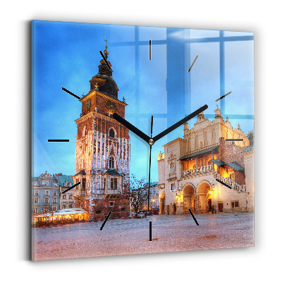 Ceas de sticlă pe perete pătrat Piața principală din Cracovia