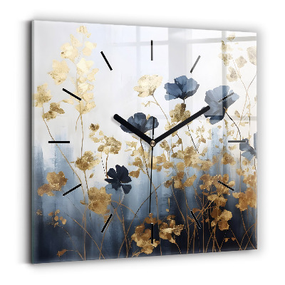Ceas din sticlă pătrat Flori abstracte