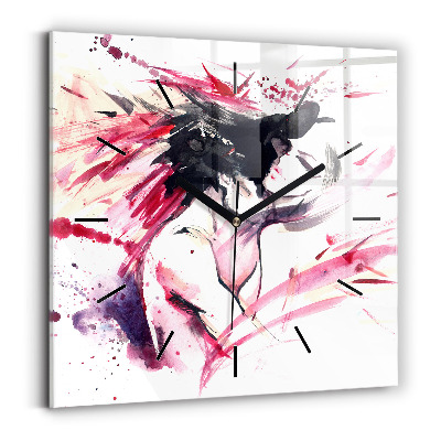 Ceas pătrat de perete din sticlă Abstracția iubitorilor