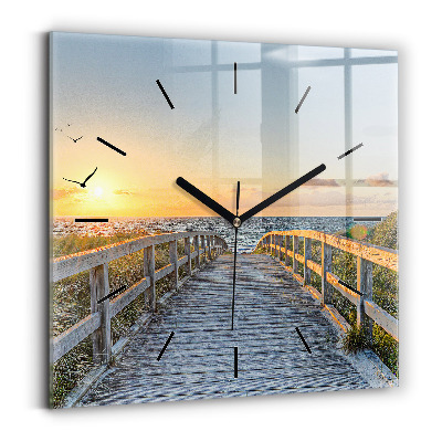 Ceas din sticlă pătrat Vacanta la plaja