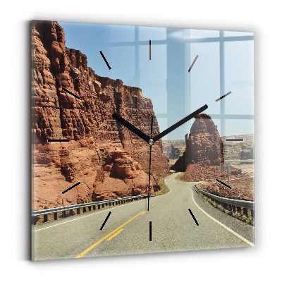 Ceas perete din sticlă pătrat Route 66 în SUA