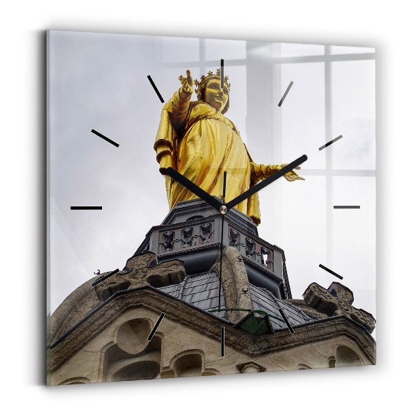 Ceas din sticlă pătrat Statuia Maicii Domnului din Lyon