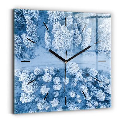 Ceas de sticlă pe perete pătrat Pădure dintr-o dronă