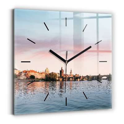 Ceas de sticlă pe perete pătrat Podul Carol din Praga