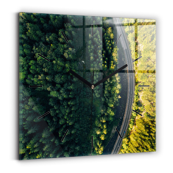 Ceas din sticlă pătrat Pădure din vedere de ochi de pasăre