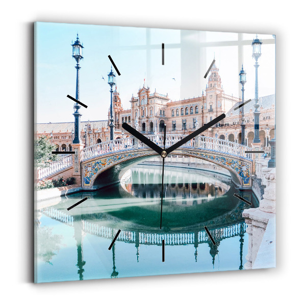 Ceas perete din sticlă pătrat Plaza de España din Sevilla