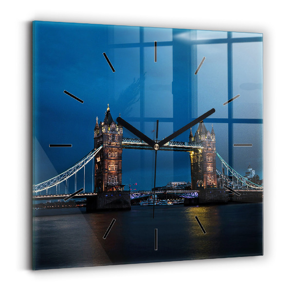 Ceas perete din sticlă pătrat Tower Bridge Londra noaptea