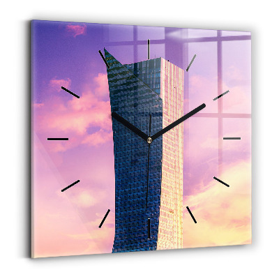 Ceas de sticlă pe perete pătrat Zgârie-nori din Varșovia