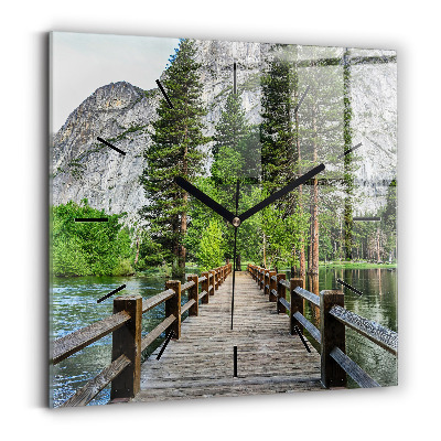 Ceas din sticlă pătrat Pod de lemn Yosemite