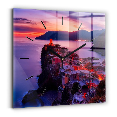 Ceas de sticlă pe perete pătrat Case lângă lac