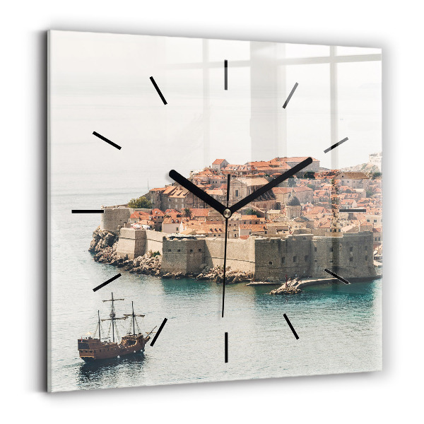 Ceas din sticlă pătrat Nava cu pânze în Dubrovnik