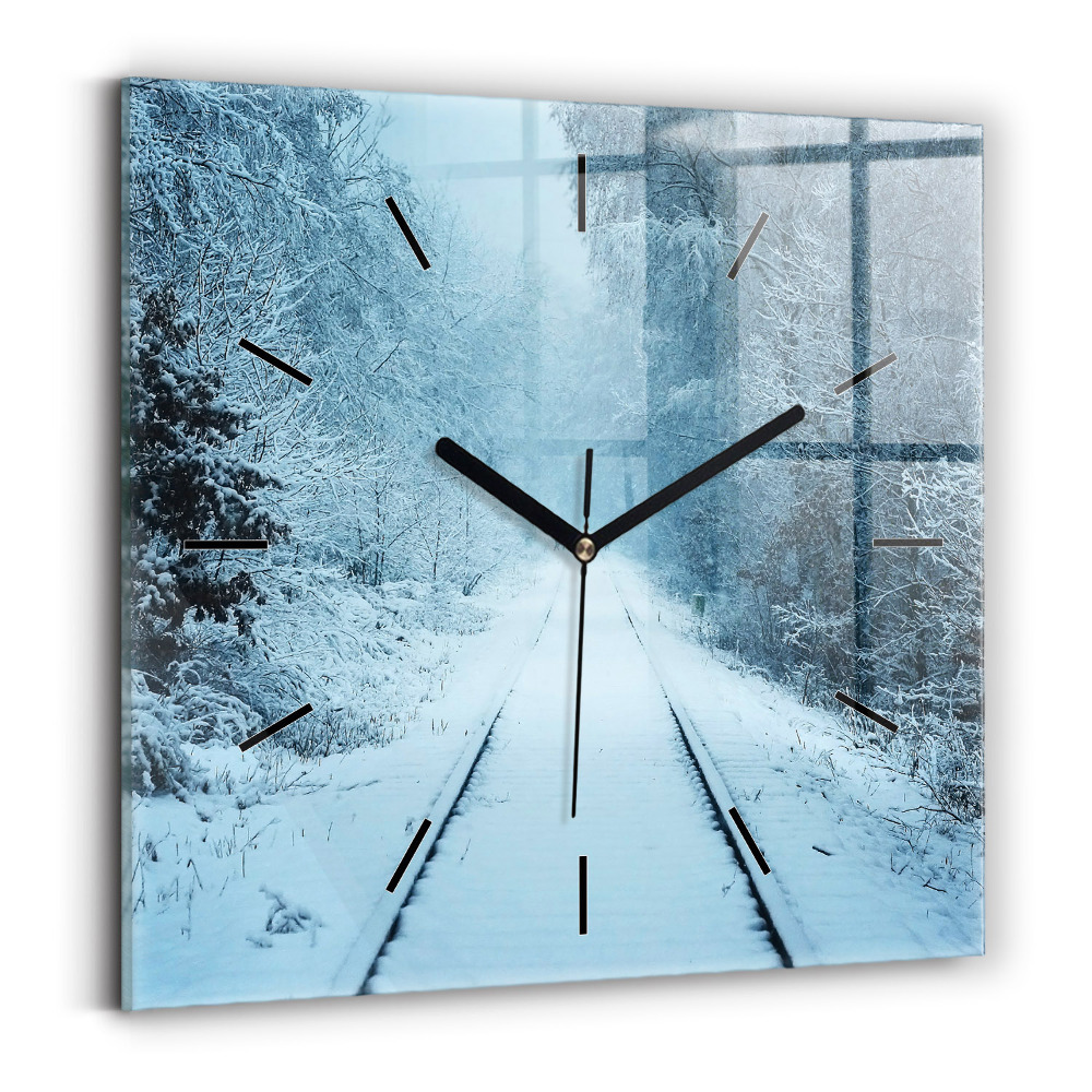 Ceas din sticlă pătrat Căprioare pe șine