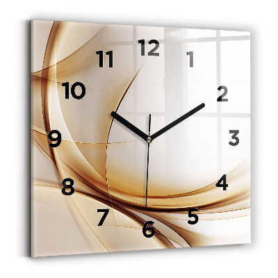 Ceas de sticlă pe perete pătrat Abstracția aurie