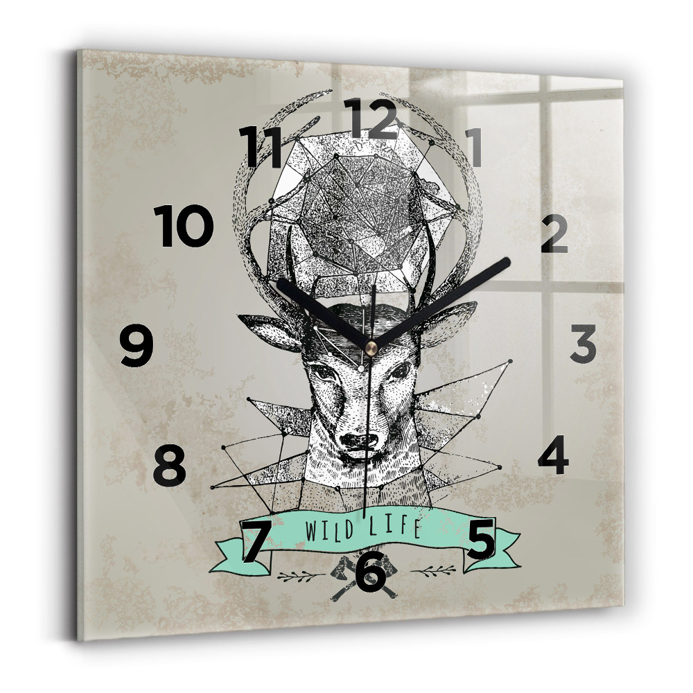 Ceas din sticlă pătrat Cap de caprioara