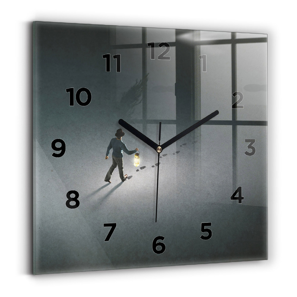 Ceas pătrat de perete din sticlă Un rătăcitor în întuneric