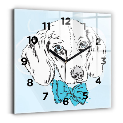 Ceas perete din sticlă pătrat Pui de caine