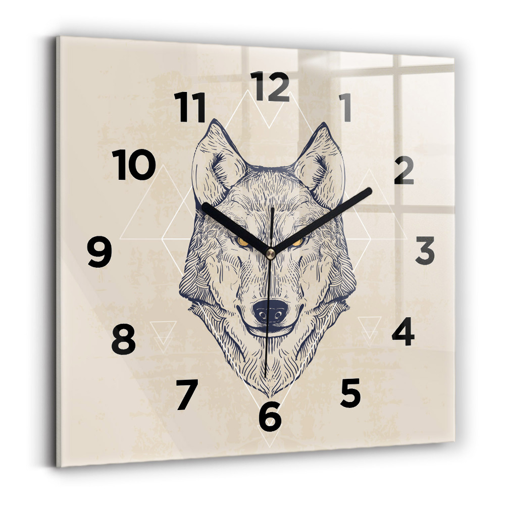 Ceas din sticlă pătrat Cap de lup