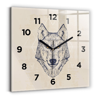 Ceas din sticlă pătrat Cap de lup