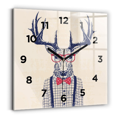 Ceas perete din sticlă pătrat Cerb în cămașă