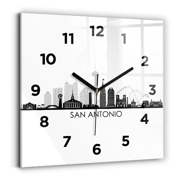 Ceas perete din sticlă pătrat Orașul San Antonio Texas