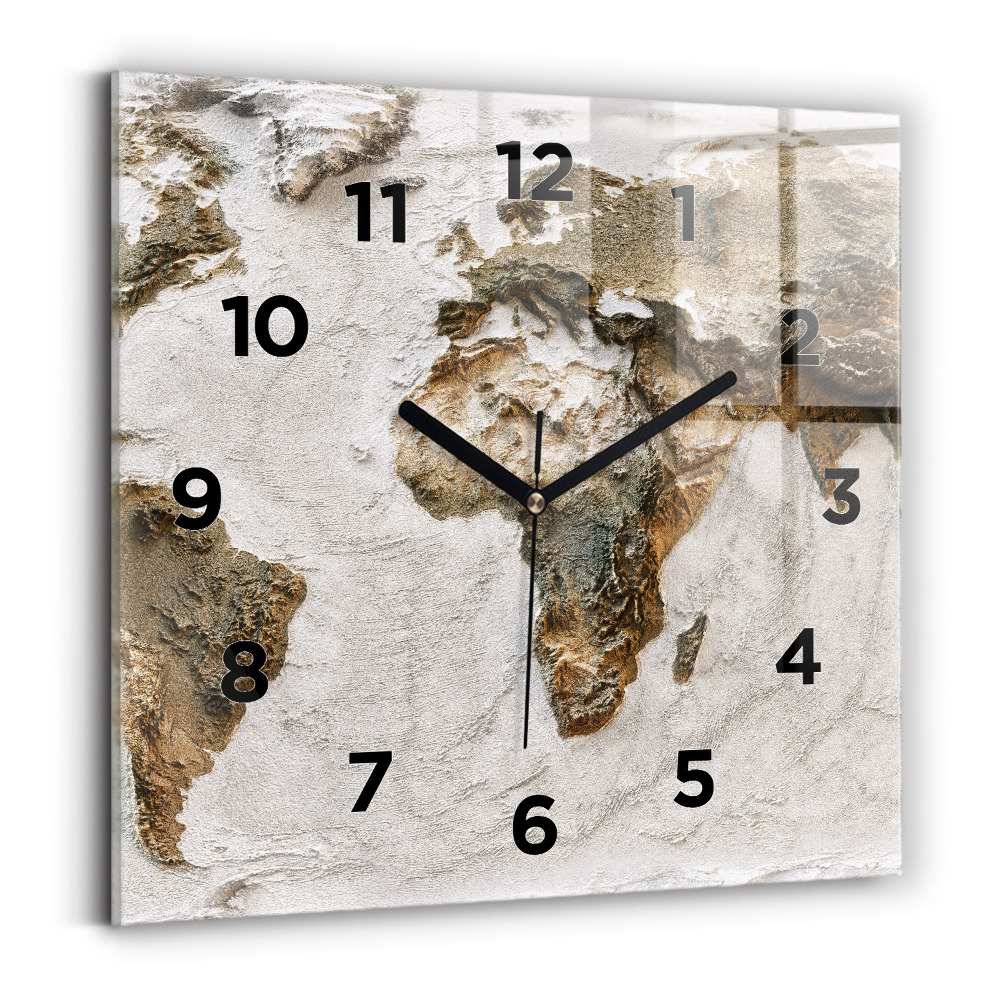 Ceas din sticlă pătrat Harta lumii vechi