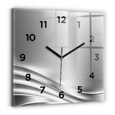 Ceas de sticlă pe perete pătrat Abstracția argintului
