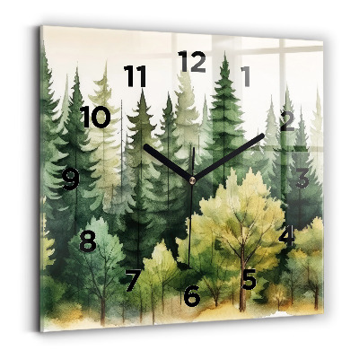 Ceas din sticlă pătrat Peisaj forestier