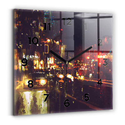 Ceas perete din sticlă pătrat Oraș pictat