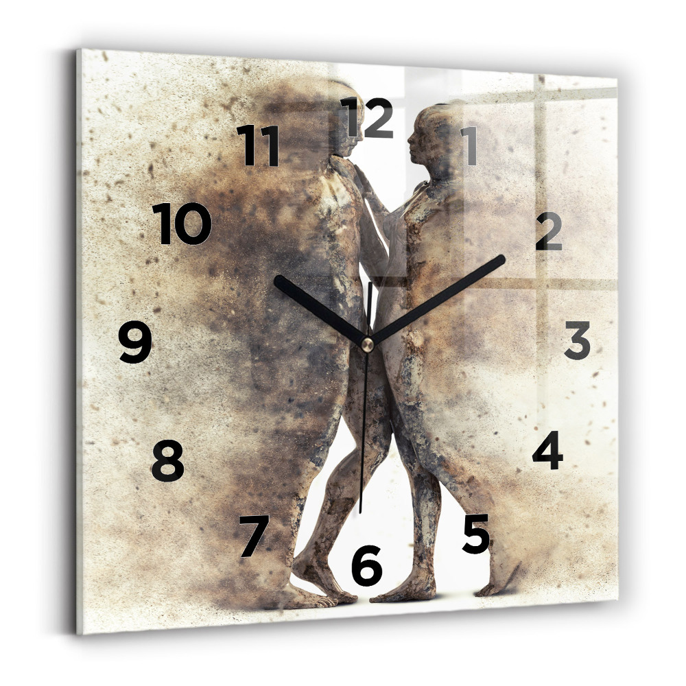 Ceas de sticlă pe perete pătrat Oameni abstracti nisip