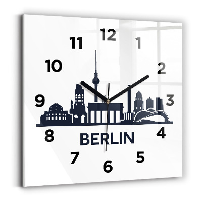 Ceas de sticlă pe perete pătrat Ilustrația orașului Berlin