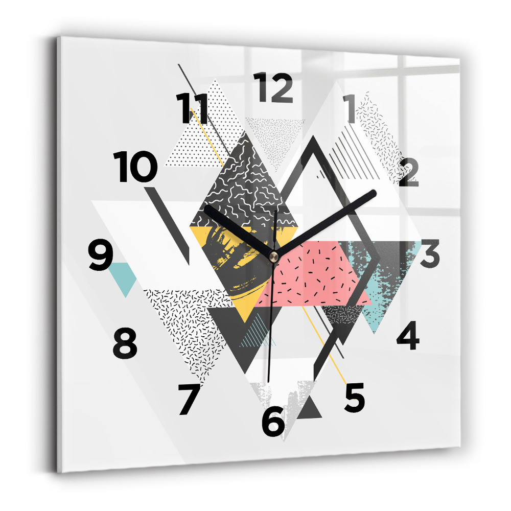 Ceas pătrat de perete din sticlă Model geometric