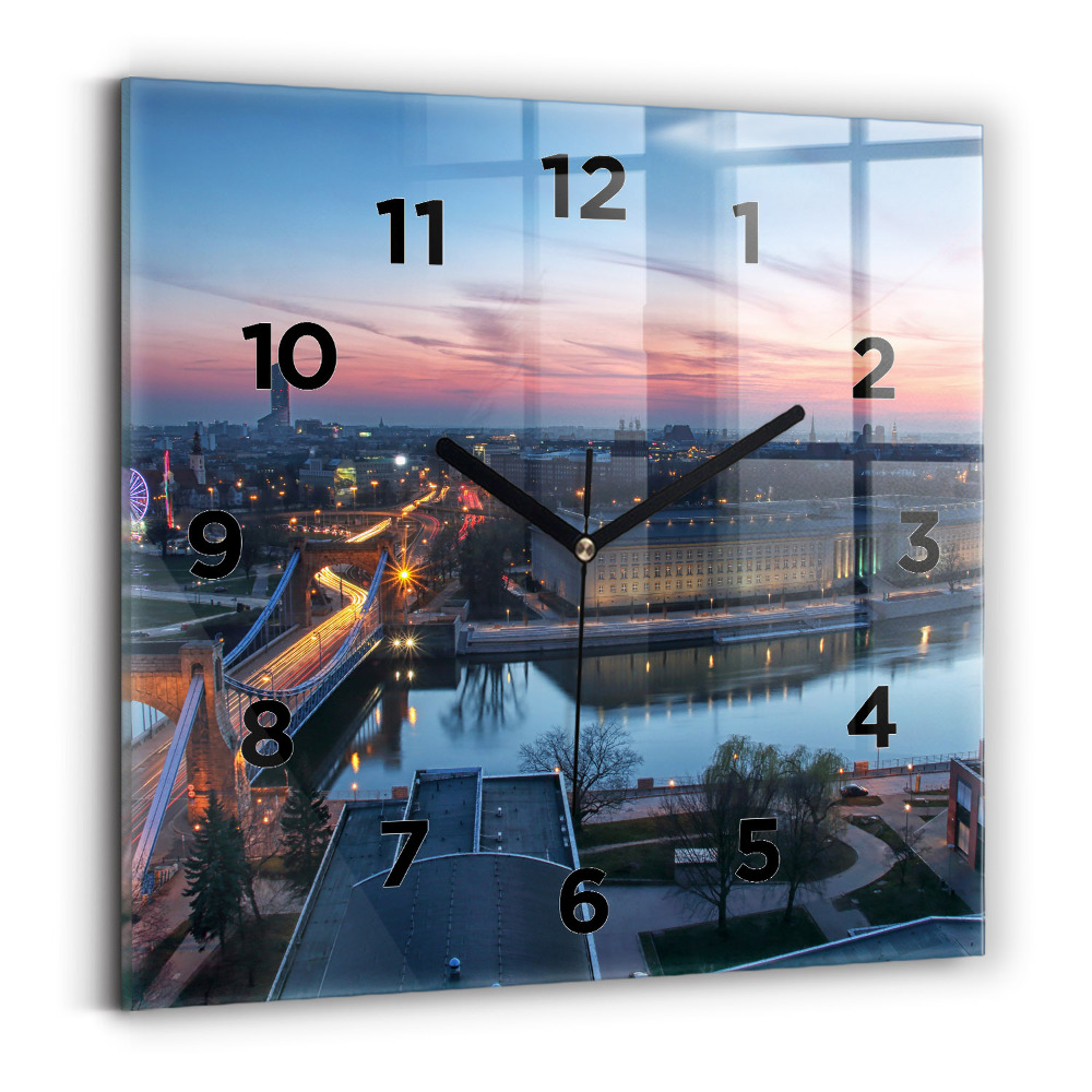 Ceas perete din sticlă pătrat Wrocław dintr-o dronă