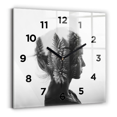 Ceas perete din sticlă pătrat Portretul unei femei