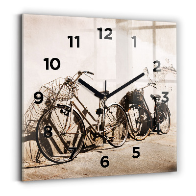Ceas de sticlă pe perete pătrat bicicleta italiană