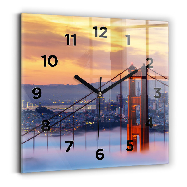 Ceas perete din sticlă pătrat Pod din San Francisco