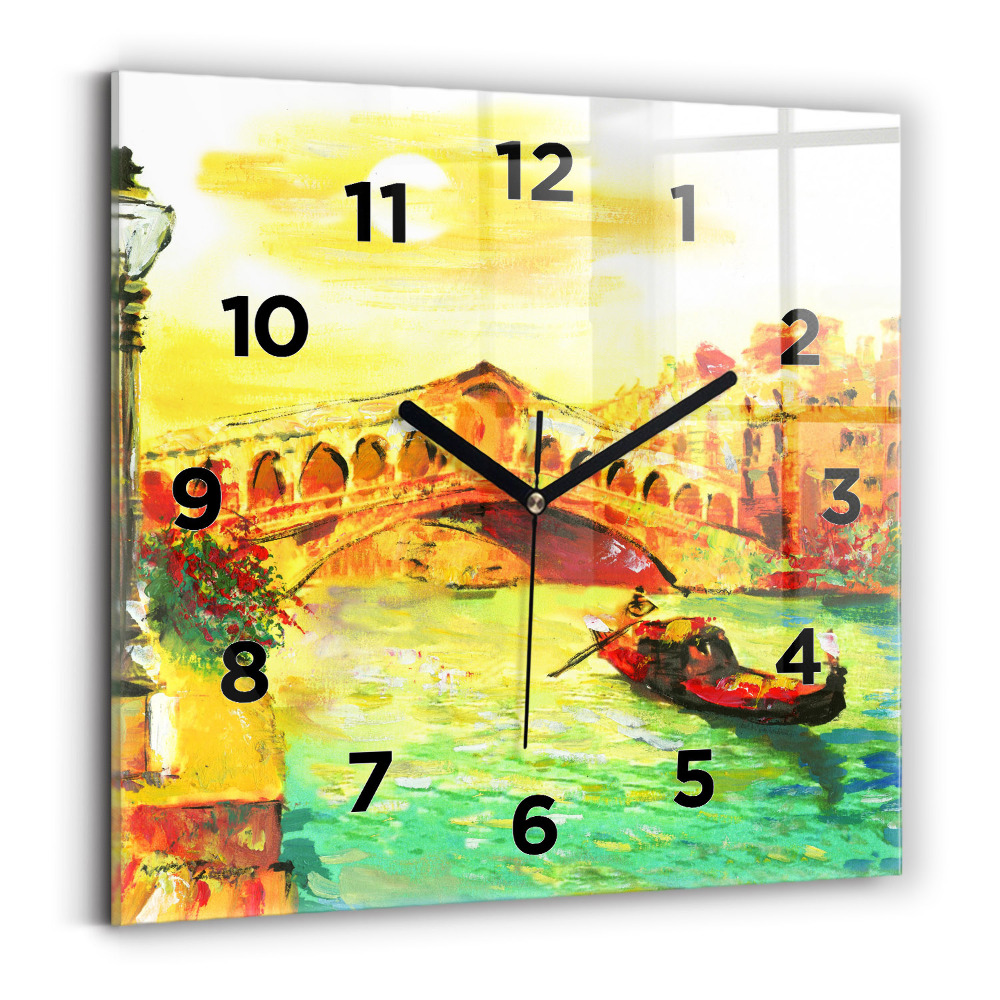 Ceas pătrat de perete din sticlă Podul Rialto din Veneția