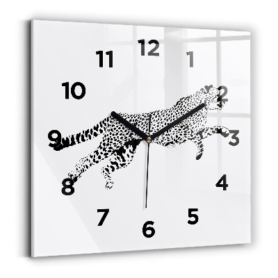 Ceas din sticlă pătrat Siluetă pantera