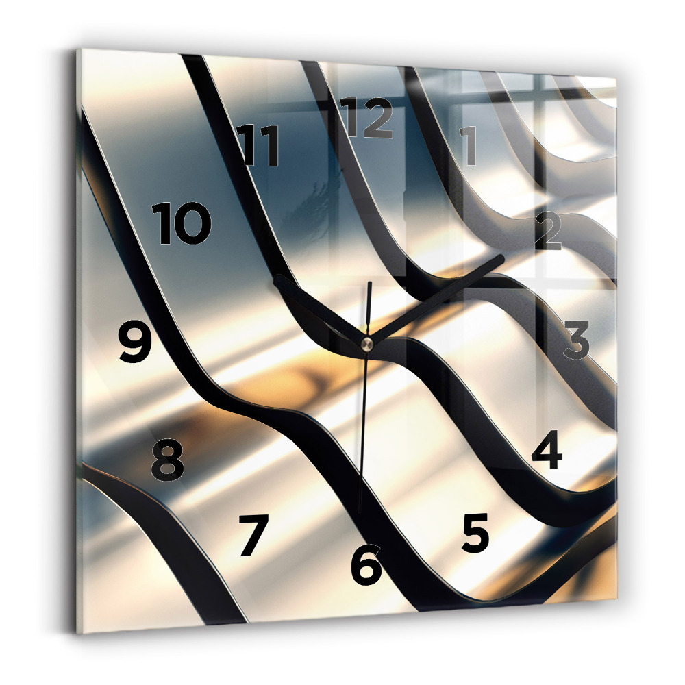 Ceas perete din sticlă pătrat Model argintiu