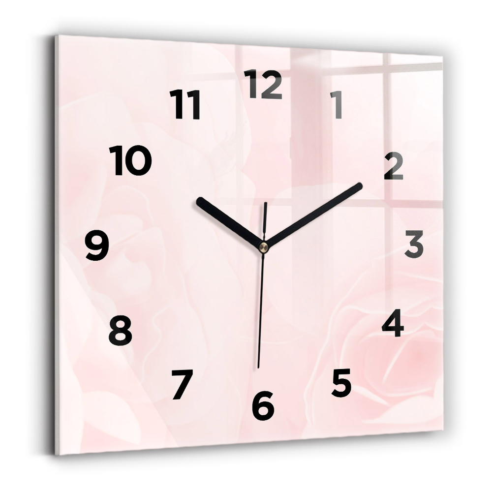 Ceas din sticlă pătrat Trandafiri înfloriți