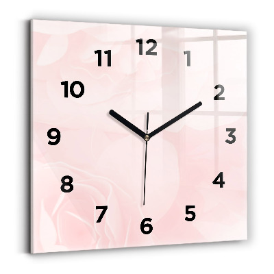 Ceas pătrat de perete din sticlă Trandafiri înfloriți