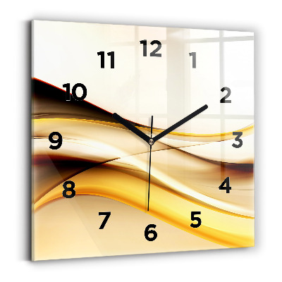 Ceas pătrat de perete din sticlă Abstracția valurilor