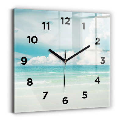 Ceas de sticlă pe perete pătrat Peisaj maritim