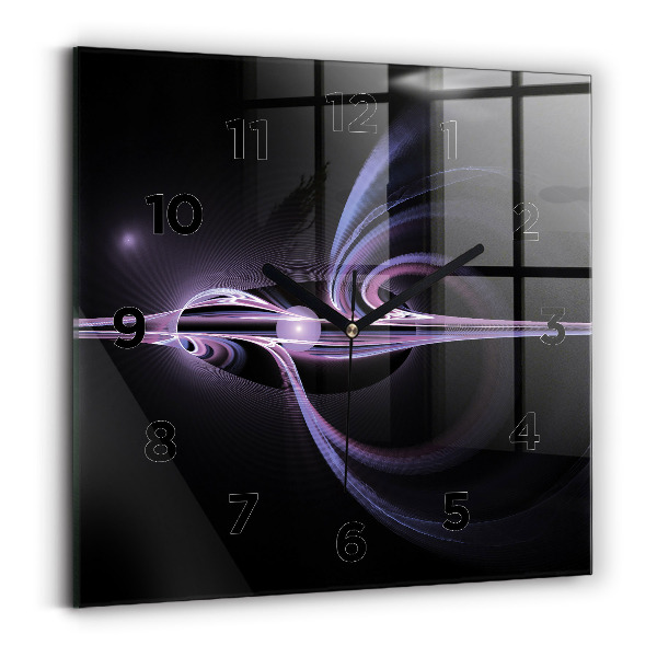 Ceas pătrat de perete din sticlă Abstracție violet