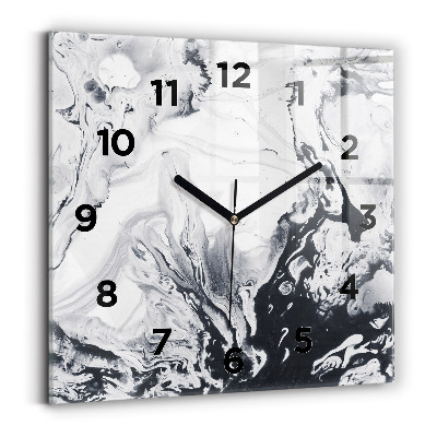 Ceas pătrat de perete din sticlă Marmură cu cerneală abstractă
