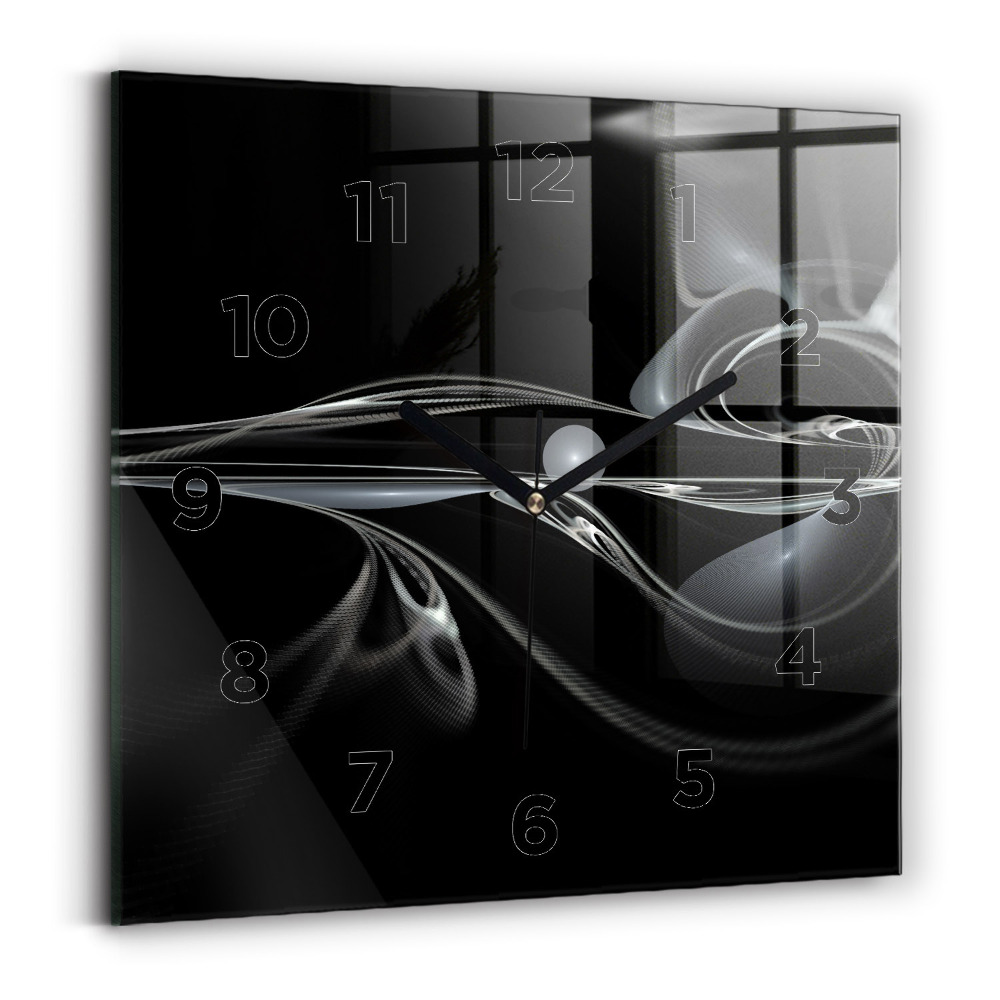Ceas pătrat de perete din sticlă Fum abstract