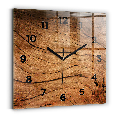 Ceas perete din sticlă pătrat Lemn vechi