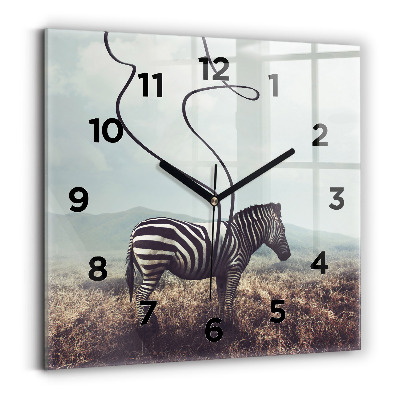 Ceas din sticlă pătrat Zebra – Abstracție