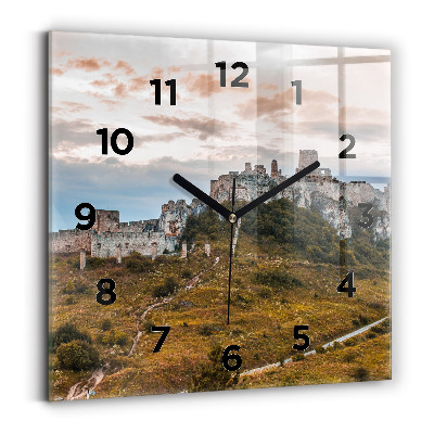 Ceas pătrat de perete din sticlă Castelul Spiš din Slovacia