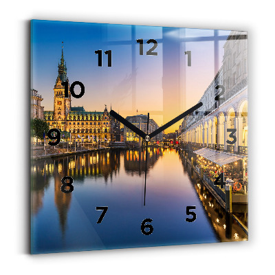 Ceas pătrat de perete din sticlă Primăria Hamburg
