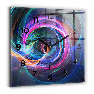 Ceas de sticlă pe perete pătrat Fractal colorat
